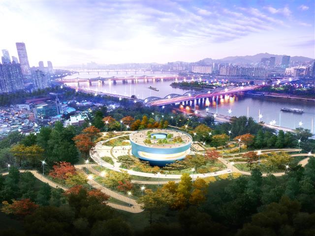 용양봉저정 인근 용봉정 근린공원을 가족공원으로 재조성해 공원 정상에 한강을 조망할 수 있는 전망대를 설치한 모습.