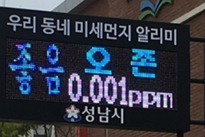 성남시 미세먼지 알리미, 대기질  실시간 제공
