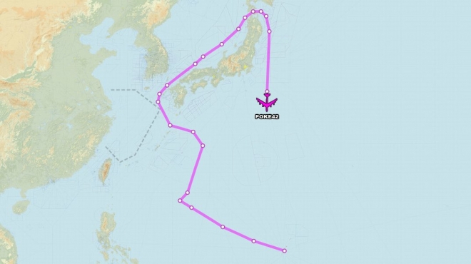 미 공군 전략폭격기 B-52가 22일 일본 F-15 편대와 동해 인근을 비행했다. 2019.11.25 에어크래프트 스폿 트위터 캡처