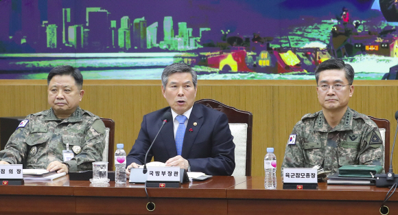 4일 오전 국방부 청사에서 열린 2019 연말 전군 주요지휘관회의에서 정경두 국방부장관이 모두발언을 하고 있다. 2019. 12.4 이종원 선임기자 jongwon@seoul.co.kr
