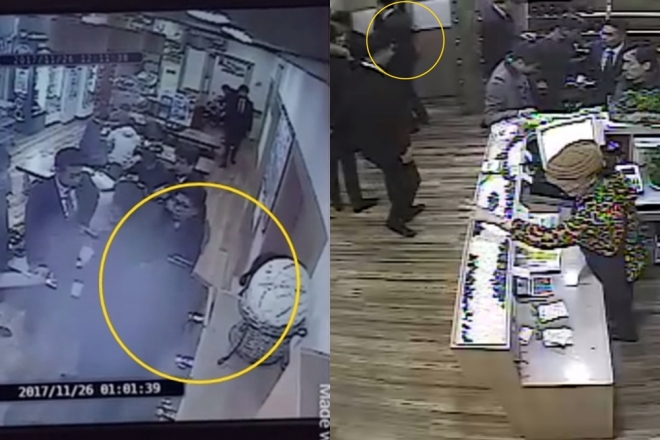 2017년 11월 26일 대전의 한 곰탕집에서 발생한 ‘곰탕집 성추행’ 사건 당시 찍힌 CCTV 화면. 사진 출처 보배드림