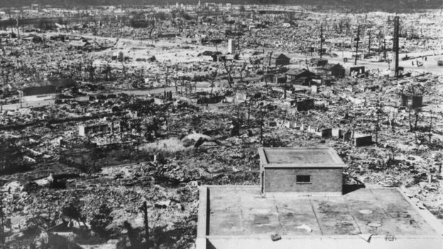 1945년 피폭 당시 일본 히로시마 시가지 모습. 수천 채의 건물이 파괴돼 거의 ‘그라운드 제로’가 됐다. AFP 자료사진 
