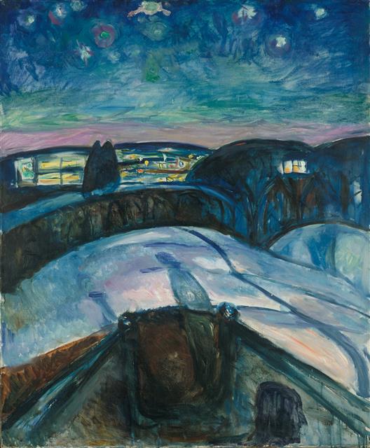 에드바르 뭉크 ‘별이 빛나는 밤’, 1922~1924년 (120.5×100㎝, 뭉크 미술관, 노르웨이 오슬로)