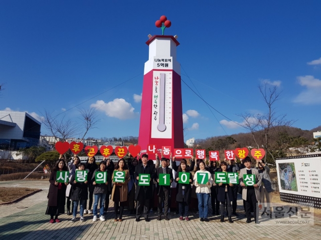 지난해 11월 27일부터 진행한‘희망 2020 나눔으로 행복한 광주’ 캠페인에서 5억3570만원이 모금됐다.            광주시 제공 