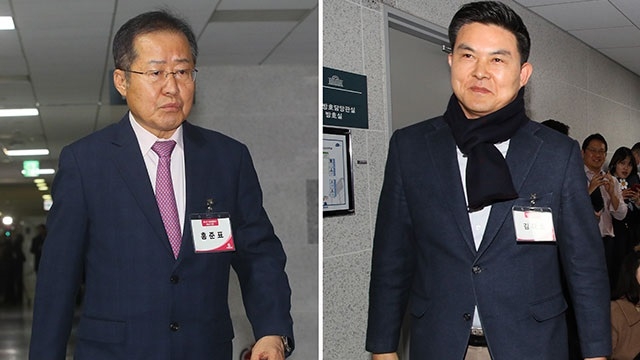 홍준표(왼쪽)·김태호(오른쪽) 전 경남지사. 연합뉴스
