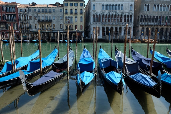 Clear water is seen in Venice‘s canals due to less tourists, motorboats and pollution, as the spread of the coronavirus disease (COVID-19) continues, in Venice