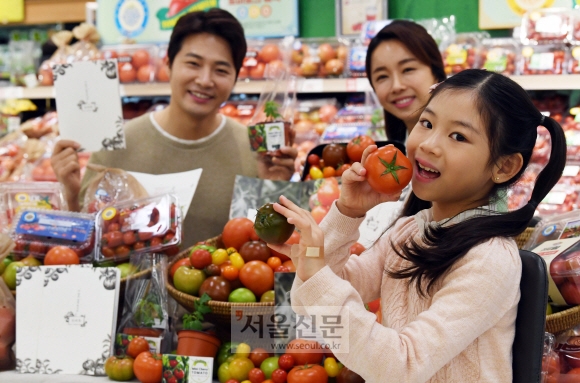 29일 서울 성동구 이마트 성수점에서 모델들이 토마토를 선보이고 있다. 이마트는 오는 4월 23일까지 박물관 콘셉트의 토마토 뮤지엄을 선보이며 매주 새로운 토마토 행사에 돌입한다. 2020.3.29 박윤슬 기자 seul@seoul.co.kr