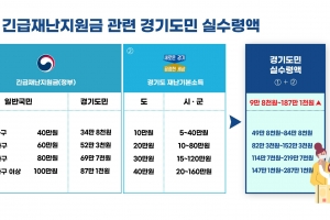 경기도 4인가구 “정부 지원 100만원보다 47~187만원 더 받는다”