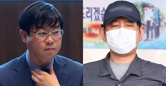 이종필(왼쪽) 전 라임자산운용 부사장과 김봉현 전 스타모빌리티 회장. 연합뉴스