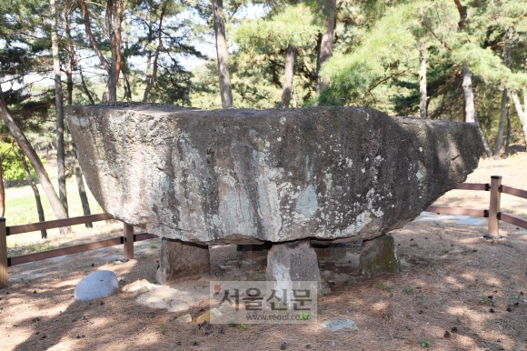 고창의 대표적인 기반형 고인돌. 두꺼운 바둑판을 연상시켜 붙여진 이름이다.  고창 오장환 기자 5zzang@seoul.co.kr