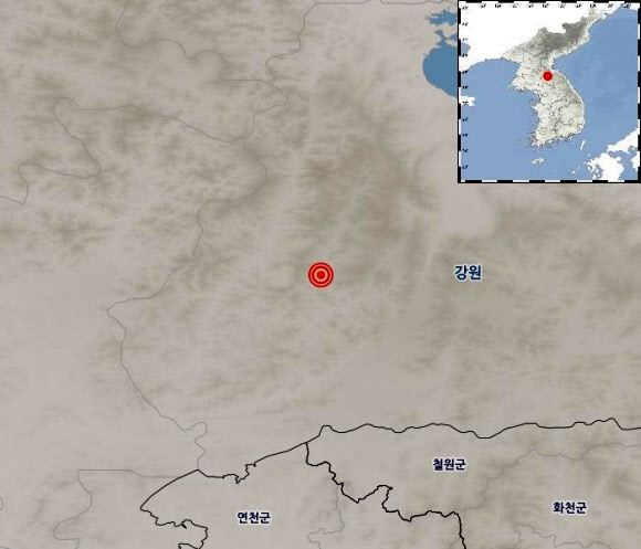 기상청, 북한 강원 평강에서 규모 3.8 지진 발생