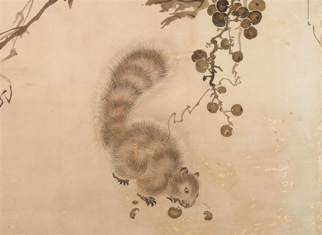 일본 에도시대 작품 ‘포도다람쥐병풍’