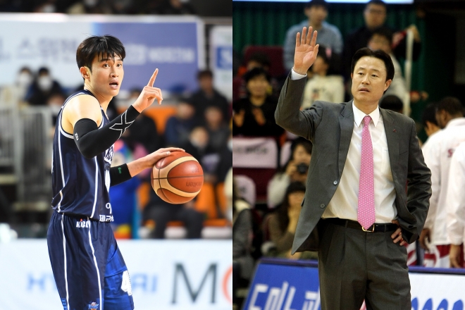 이대성(왼쪽)과 강을준 감독. KBL 제공