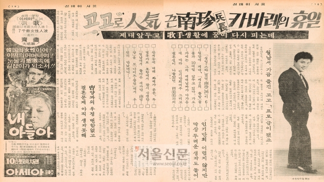 선데이서울 제18호(1971년 6월 20일자)에 실린 가수 남진의 인터뷰