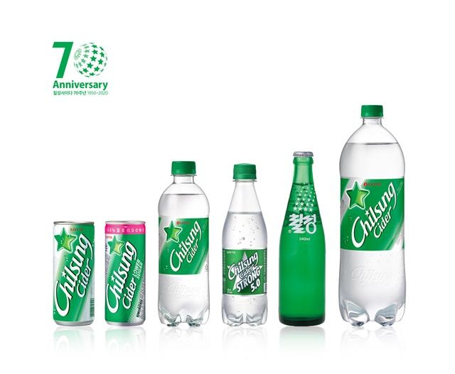 누적 판매량 295억캔으로 국내 시장 70% 점유율을 차지하고 있는 칠성사이다가 올해 출시 70주년을 맞았다. 롯데칠성음료 제공