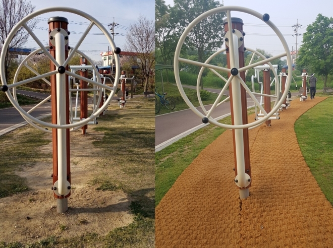 현장보수 전과 후(오른쪽) 사진. 경기도의회 오산상담소 제공