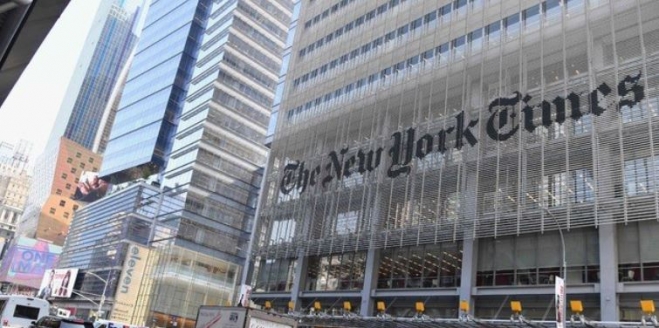 미국 뉴욕타임스가 애플뉴스에서 탈퇴를 선언했다. 사진은 미 뉴욕 뉴욕타임스 본사. AFP 연합뉴스