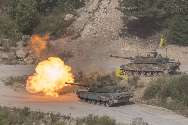 K2 전차 사격훈련. (기사 내용과 관련 없는 자료 이미지)  연합뉴스