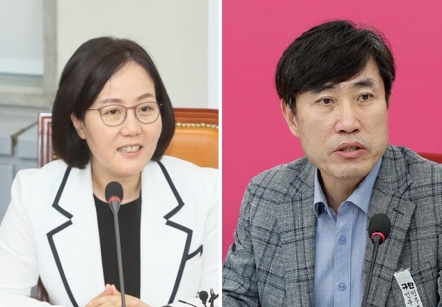 김현아(왼쪽) 미래통합당 비상대책위원. 같은 당 하태경(오른쪽) 의원. 연합뉴스·뉴스1
