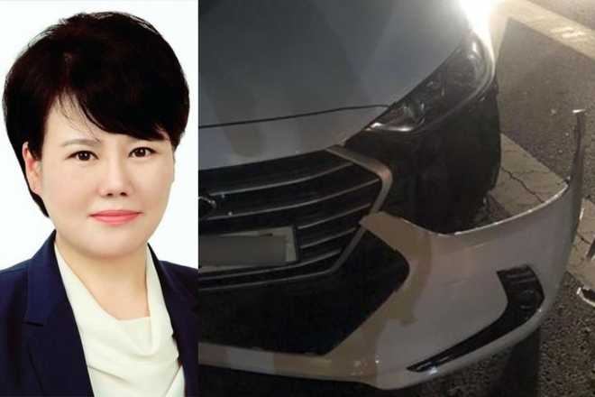 최희정 창원시의회 의원(더불어민주당)이 음주운전으로 사고 낸 차량.  독자 제공