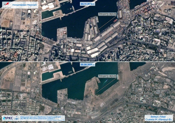 건물이 대거 붕괴된 베이루트 항구 폭발 사고 현장