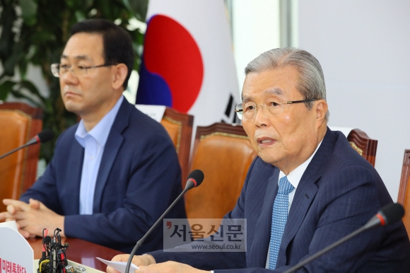 미래통합당 김종인 비상대책위원장이 20일 국회에서 열린 비상대책위원회의에서 발언하고 있다.2020.8.20 김명국선임기자 daunso@seoul.co.kr