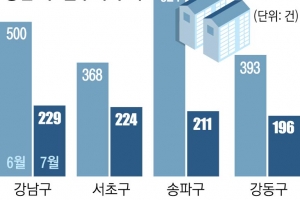 6·17대책 약발 받나… 강남 갭투자 반토막