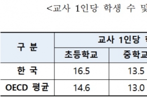 초등 교사 1인당 학생 수 늘어 … OECD 평균보다 북적이는 교실