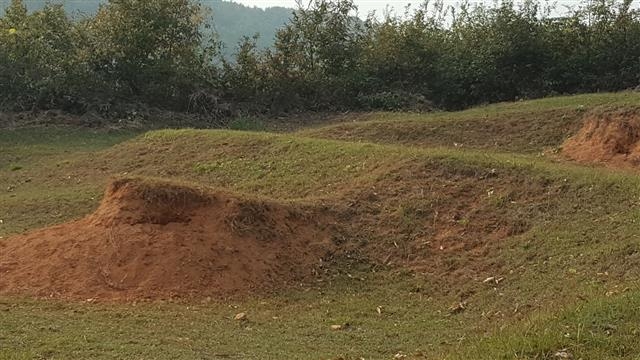 청주시 흥덕구에 위치한 한 산소가 멧돼지 습격으로 봉분이 파헤쳐져 있다. 청주시 제공