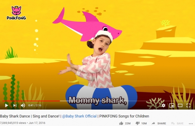 ‘핑크퐁 아기상어 체조(Baby Shark Dance)’유튜브