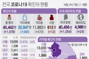 서울시 3단계 격상 초읽기 …16일 0시기준 전국 1078명 확진