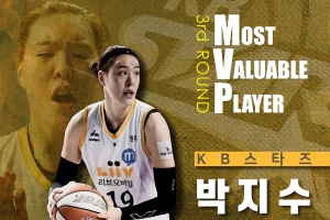 박지수, 커리어 10번째 라운드 MVP…역대 최다 신정자 근접