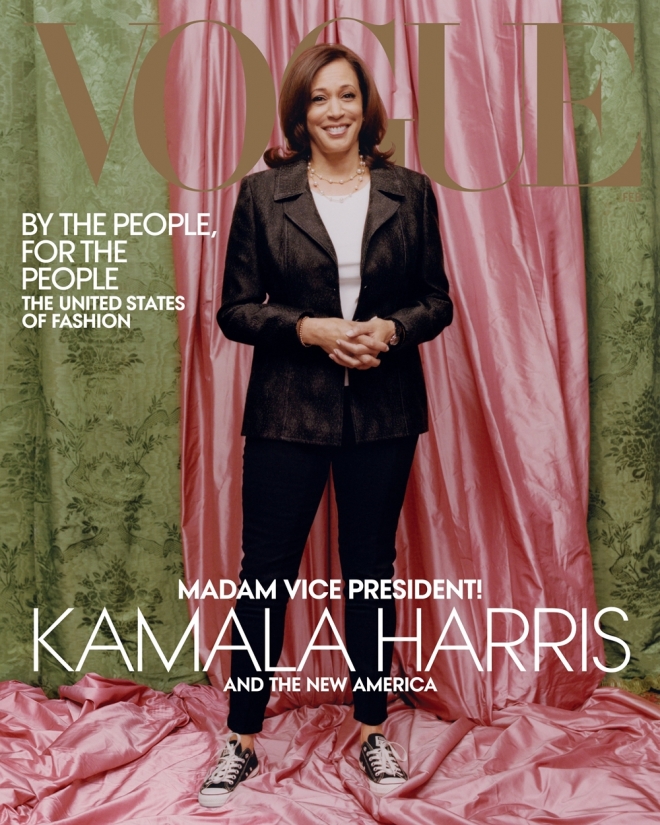 카멀라 해리스 미국 부통령 당선인이 등장하는 패션잡지 ‘보그’ 2021년 2월호 표지 사진.  보그 트위터