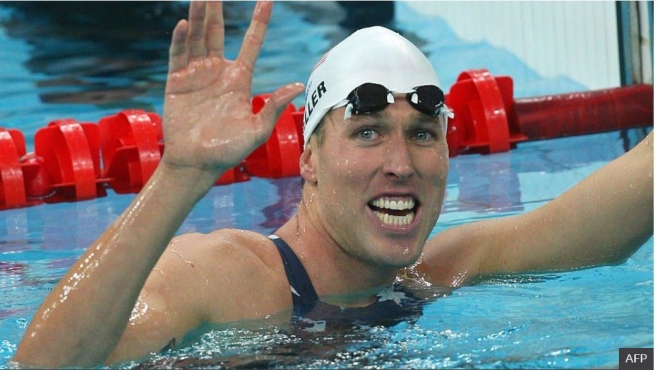 지난 2008년 베이징올림픽 수영 남자 2x400m 자유형 릴레이에서 미국 대표팀이 2연패하는 데 힘을 보탠 클레트 켈러. AFP 자료사진 