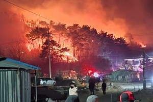 [포토] 강원 양양 야산서 산불 확산…주민 긴급 대피