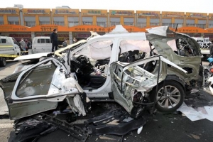 [포토] 광주서 휴대용 부탄가스 싣고가던 SUV 폭발