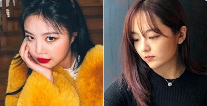 걸그룹 (여자)아이들 멤버 수진(왼쪽), 배우 서신애. 인스타그램 캡처