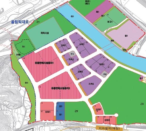 고덕비즈밸리 토지이용계획도. 강동구청 제공