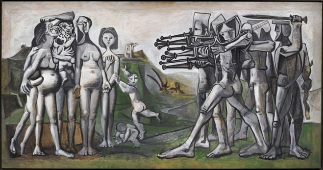 파블로 피카소, 한국에서의 학살, 1951, 합판에 유화ⓒ 2021 - Succession Pablo Picasso - SACK (Korea)