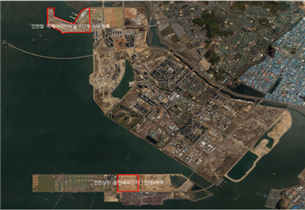 지난해 매립이 완료된 인천 국제여객터미널(0.6㎢)과 인천 신항 항만배후단지(0.7㎢). 국토교통부 제공