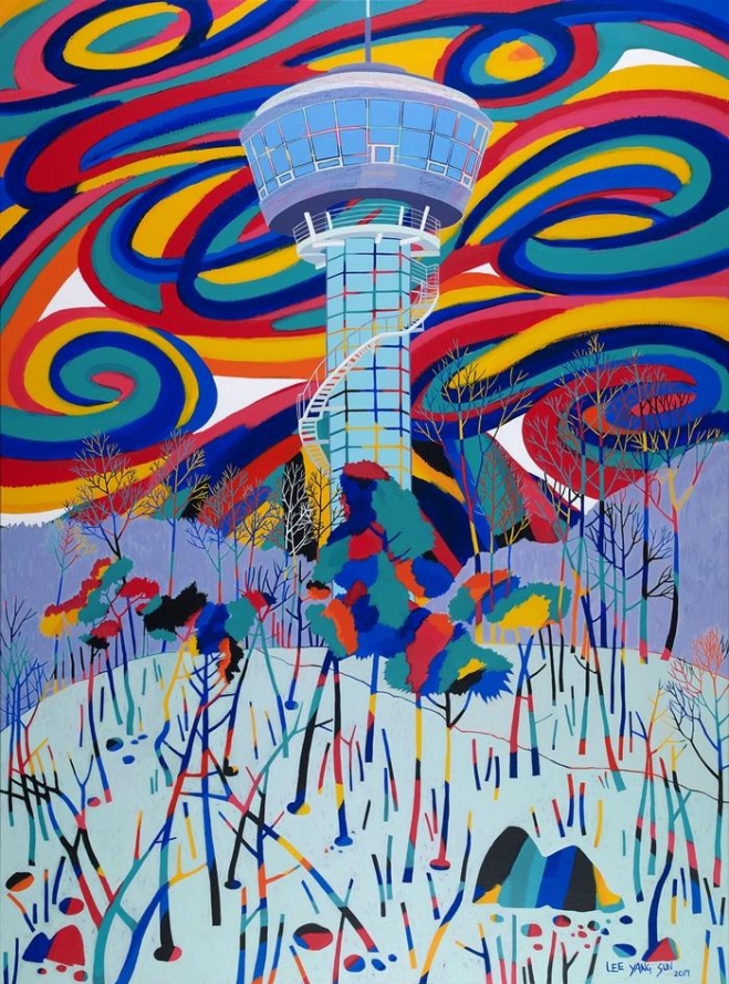 이양선 작품 ‘밀마루의 바람’. 세종특별자치시의 중앙행정타운 인근에 조성된 밀마루전망대와 그 주변의 한겨울의 풍경을 소재로 행복도시의 꿈과 희망을 표현했다.  행안부 제공 