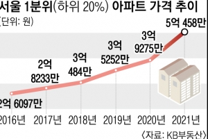 ‘패닉 바잉’ 2030 영끌이 옳았나… 서울 저가 아파트값 5억 넘었다