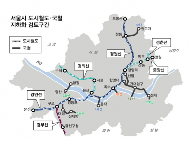 서울시 도시철도 국철 지하화 검토 구간.오세훈 서울시장 블로그