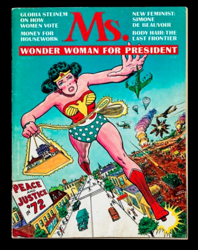 1972년 여성 잡지 ‘미즈’ 창간호 표지를 장식한 원더우먼. 스미소니언박물관 제공