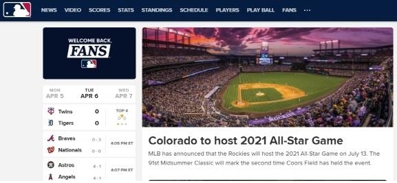 메이저리그 사무국이 조지아주 선거법 개정안에 항의해 올스타게임 개최지를 애틀랜타에서 덴버로 이전하겠다고 밝힌 홈페이지 게시글. MLB.com