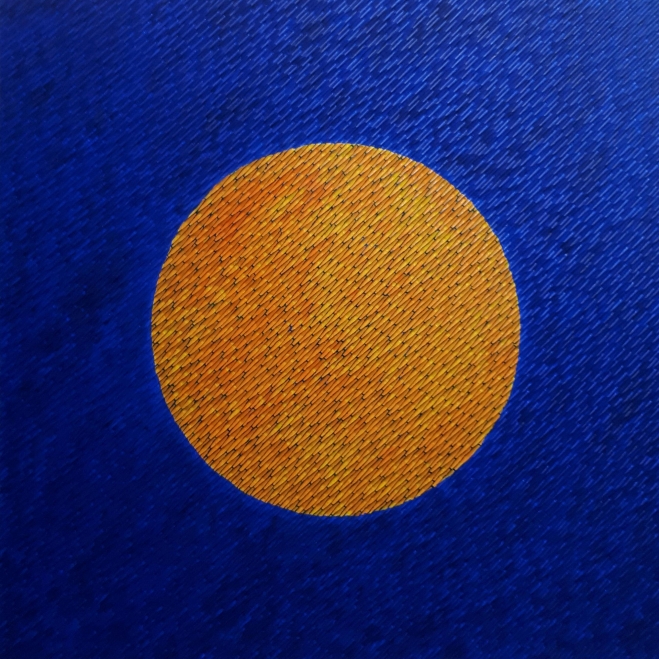 서호석, 월인천강, 120x120cm, 우드에 음각조각과 아크릴채색, 2016