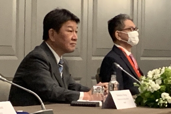 한·미·일 외교장관 회담 참석한 모테기 일본 외무상