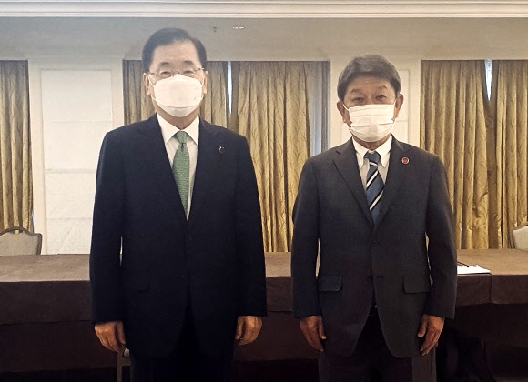 정의용 외교장관과 모테기 일본 외무상