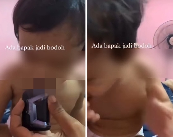 2살 아들에게 전자담배를 물린 말레이시아 아버지가 경찰에 체포됐다. 페이스북 (Info Roadblock JPJ/POLIS) 캡처