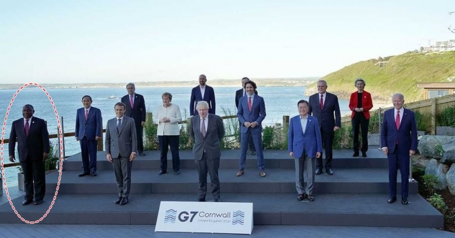 “이것이 대한민국의 위상” G7서 남아공 대통령 잘라낸 정부